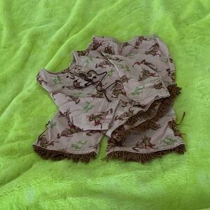 2 pc Girls pink corduroy Bucking Horse 2t , worn once , smoke free home.